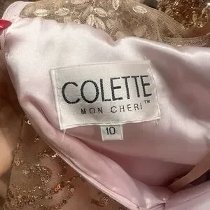 Collette by Mon Cheri | Dresses | Rose Gold Sequin Ball Gown With Deep ...